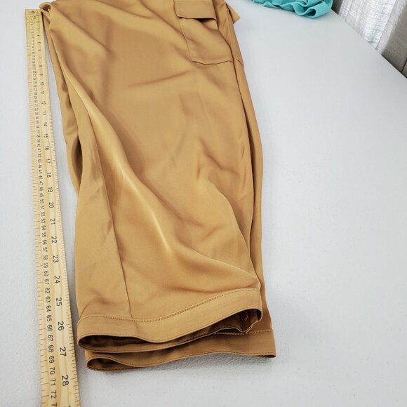 Donna Karen Womens Silky Fawn Cargo Pants Size XL Utility Paperbag Quiet Luxury - Picture 8 of 9